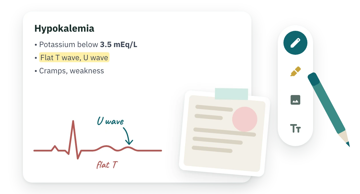 A note with a sketched ECG